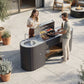Grilling food on the OVO GL outdoor kitchen, top view of the grill in use
