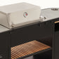 OVO GL - stainless steel gas grill module and thermopine wooden shelf, close-up