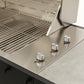 OVO Grill 3B - 8 mm stainless steel cooking grates and three burner control knobs