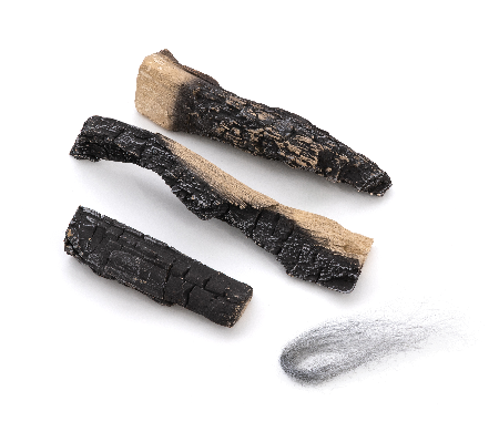 Set of 3 ceramic logs and glowing fibers